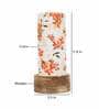 Red Floral Cotton Fabric Shade Table Lamp With Wood Base