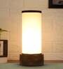 Multicolour Cotton Fabric Shade Table Lamp With Wood Base