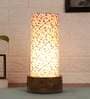 Multicolour Cotton Fabric Shade Table Lamp With Wood Base