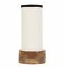 Multicolour Cotton Fabric Shade Table Lamp With Wood Base