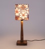 Brown Fabric Shade Table Lamp with Brown Base