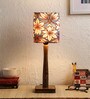 Brown Fabric Shade Table Lamp with Brown Base