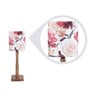 Red Fabric Shade Table Lamp with Brown Base