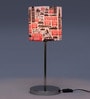 Pink Fabric Shade Table Lamp with Silver Base