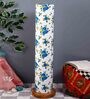Danica Multicolour Cotton Shade Column Floor Lamp With Wood Base