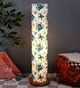 Danica Multicolour Cotton Shade Column Floor Lamp With Wood Base