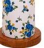 Danica Multicolour Cotton Shade Column Floor Lamp With Wood Base