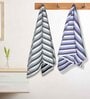 Multicolour Cotton Striped 220 GSM Bath Towels 2 Pc
