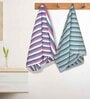 Multicolour Cotton Striped 220 GSM Bath Towels 2 Pc