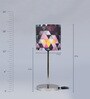 Red Fabric Shade Table Lamp With Silver Base