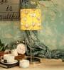 Yellow Fabric Shade Table Lamp With Silver Base