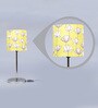 Yellow Fabric Shade Table Lamp With Silver Base