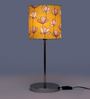 Yellow Fabric Shade Table Lamp With Silver Base