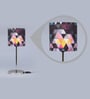 Red Fabric Shade Table Lamp With Silver Base