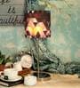 Red Fabric Shade Table Lamp With Silver Base