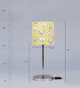 Yellow Fabric Shade Table Lamp With Silver Base