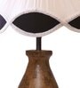 Multicolour Cotton Table Lamp With Wood Base