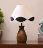 Multicolour Cotton Table Lamp With Wood Base