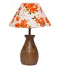 Multicolour Cotton Table Lamp With Wood Base