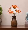 Multicolour Cotton Table Lamp With Wood Base