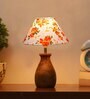 Multicolour Cotton Table Lamp With Wood Base