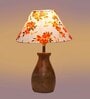 Multicolour Cotton Table Lamp With Wood Base