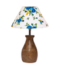 Multicolour Cotton Table Lamp With Wood Base
