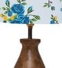 Multicolour Cotton Table Lamp With Wood Base