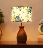 Multicolour Cotton Table Lamp With Wood Base