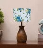 Multicolour Cotton Table Lamp With Wood Base