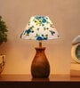 Multicolour Cotton Table Lamp With Wood Base