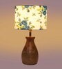 Multicolour Cotton Table Lamp With Wood Base