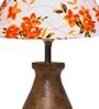 Multicolour Cotton Table Lamp With Wood Base