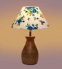 Multicolour Cotton Table Lamp With Wood Base