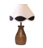 Multicolour Cotton Table Lamp With Wood Base