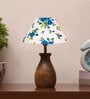 Multicolour Cotton Table Lamp With Wood Base