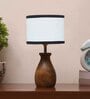 Multicolour Cotton Table Lamp With Wood Base