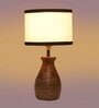 Multicolour Cotton Table Lamp With Wood Base