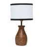 Multicolour Cotton Table Lamp With Wood Base
