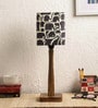 Brown Fabric Shade Table Lamp with Plastic Base
