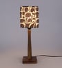 Brown Fabric Shade Table Lamp with Plastic Base