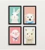 Multicolour Engineered Wood  (Set of 4) Art Panels