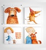 Multicolour Engineered Wood Chowkie (Set of 4) Art Panels