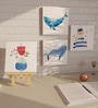 Multicolour Engineered Wood Chowkie (Set of 4) Art Panels