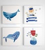 Multicolour Engineered Wood Chowkie (Set of 4) Art Panels