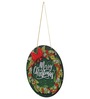 Multicolour Engineered Wood Merry Christmas Printed Wooden Door Wall Hanging