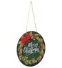Multicolour Engineered Wood Merry Christmas Printed Wooden Door Wall Hanging