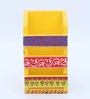 Floral Yellow Engineered Wood Pen Stand