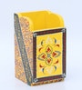 Flower Yellow Engineered Wood Pen Stand
