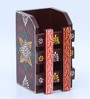 Dark Brown Engineered Wood Pen Stand